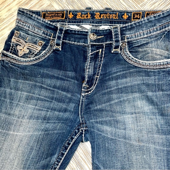 Rock Revival Cace Dark Blue Bootcut Jeans - Picture 3 of 14